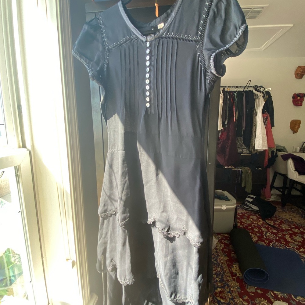 Tiered Cap Sleeve Black Dress